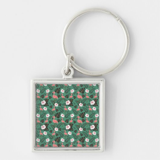 Porte-clés Flamant rose rose motif transparent sur arrière - (Devant)