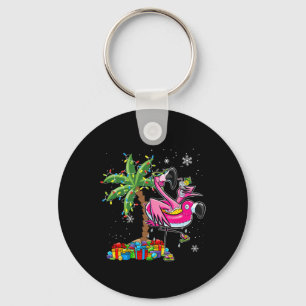 Porte-clés Flamant rose rose Noël Palmier Tropical Noël Ho