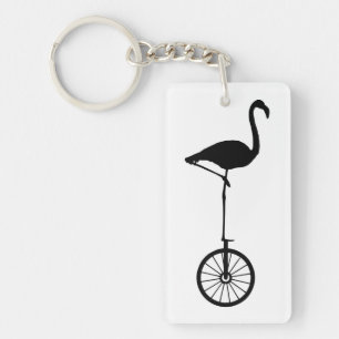 Porte-clés Flamant rose sur une silhouette originale de roue