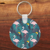 Porte-clés Flamant rose, toucan : motif de feuilles tropicale (Verso)
