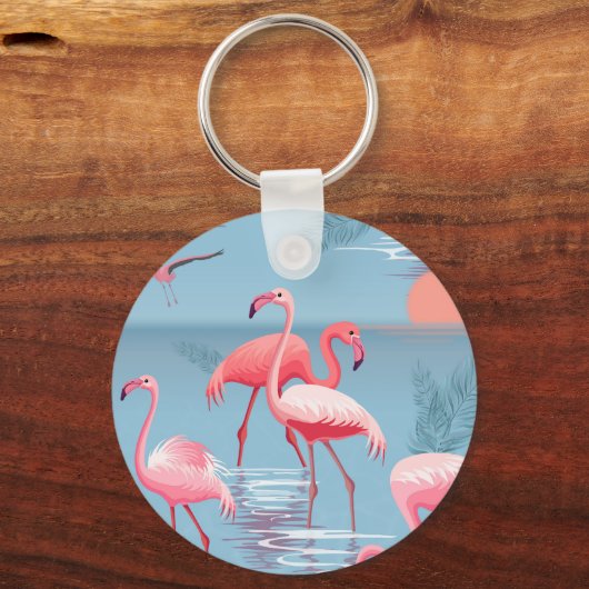 PORTE-CLÉS FLAMANTS ROSES MOTIF 1 (Recto)