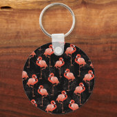 Porte-clés Flamants roses Oiseaux : Textile Vintage (Recto)