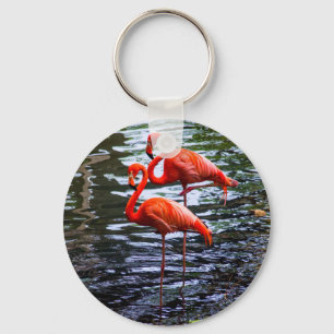 Porte-clés Flamants roses roses dans l'eau