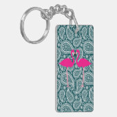 Porte-clés Flamants roses Turquoises Bleu Blanc Paisley-Rose (Devant gauche)