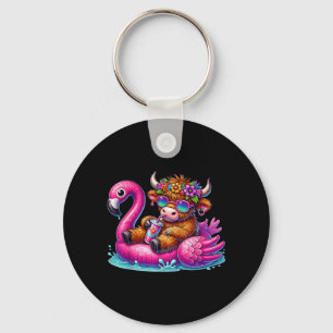 Porte-clés Flamingo de vache highland flotte été plage d'Hawa
