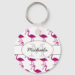 Porte-clés Flamingo pétillant rose motif Monogramme