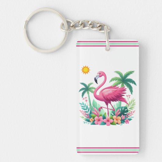 Porte-clés Flamingo rose tropicale/Floride (Devant)