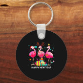 Porte-clés Flamingo Santa Hat Happy New Year Light Long Sleev (Recto)