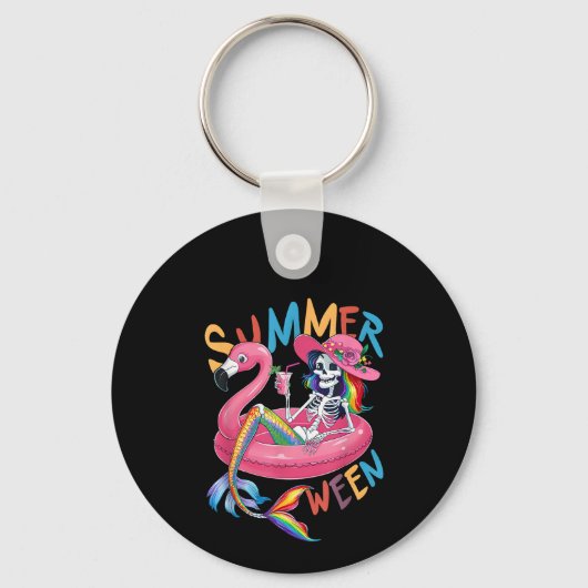 Porte-clés Flamingo squelette Summerween Halloween été Wome (Recto)