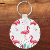 Porte-clés Flamingo tropical et feuille, motif d'été. (Verso)