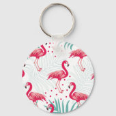 Porte-clés Flamingo tropical et feuille, motif d'été. (Verso)