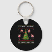 Porte-clés Flamingo Ugly Christmas Sweater Style Flamingo Bir (Recto)