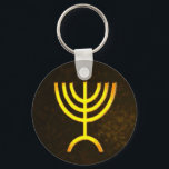 Porte-clés Flamme de Menorah<br><div class="desc">Un rendu numérique brun et or de la menorah juive à sept branches (hébreu : מְ נ וֹ רָ ‎). La menorah à sept branches, utilisée dans le sanctuaire portatif mis en place par Moïse dans le désert et plus tard dans le Temple de Jérusalem, est un symbole du judaïsme...</div>