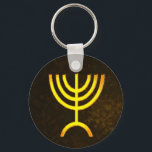 Porte-clés Flamme de Menorah<br><div class="desc">Un rendu numérique brun et or de la menorah juive à sept branches (hébreu : מְ נ וֹ רָ ‎). La menorah à sept branches, utilisée dans le sanctuaire portatif mis en place par Moïse dans le désert et plus tard dans le Temple de Jérusalem, est un symbole du judaïsme...</div>