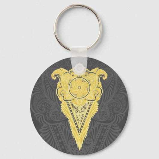 Porte-clés flamme dorée ornementale (Recto)