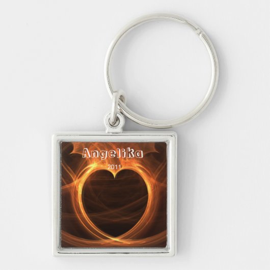 Porte-clés Flamme Orange Fractal Heart Design Keepsaké (Devant)