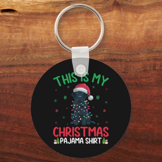 Porte-clés Flammes d'arbre vilaines Père Noël Black Labrador (Recto)