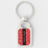 Porte-clés Flammes de neige rouges et blanches, Votre nom, Pe (Devant)