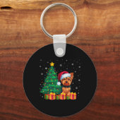 Porte-clés Flammes de Noël de Terrier Santa Hat (Recto)