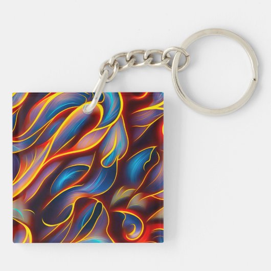 Porte-clés Flammes rouges bleues Abstraites (Dos)
