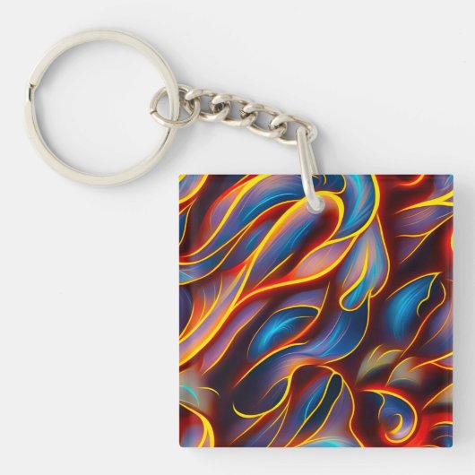 Porte-clés Flammes rouges bleues Abstraites (Devant)