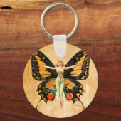 Porte-clés Flapper Butterfly Flying Woman Illustration (Recto)