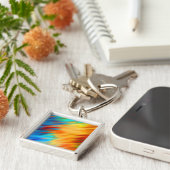 Porte-clés Flare Abstraite bleue orange colorée (Côté)