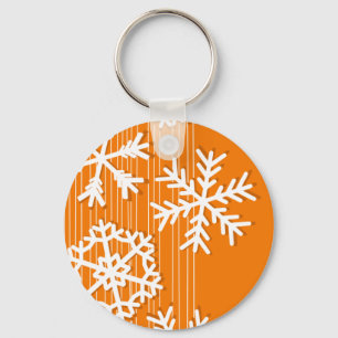 Porte-clés Flèche de neige blanche de Noël orange et blanc mo