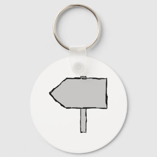 Porte-clés Flèche de poteau indicateur. Gris, noir et blanc.
