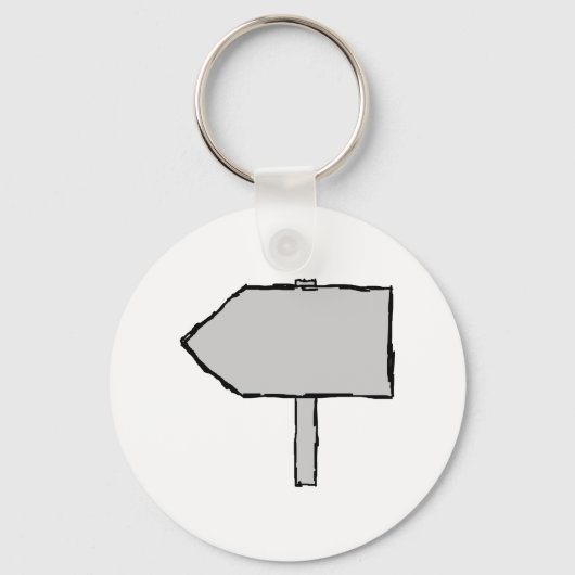 Porte-clés Flèche du panneau. Gris, noir et blanc. (Recto)