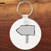 Porte-clés Flèche du panneau. Gris, noir et blanc. (Recto)