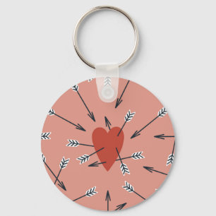 Porte-clés Flèches de coeur faites main.
