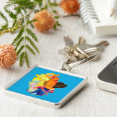 Porte-clés Fleur aquarelle d'œillet coloré (Côté)