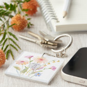 Porte-clés fleur aquarelle modifiable (Devant Droit)