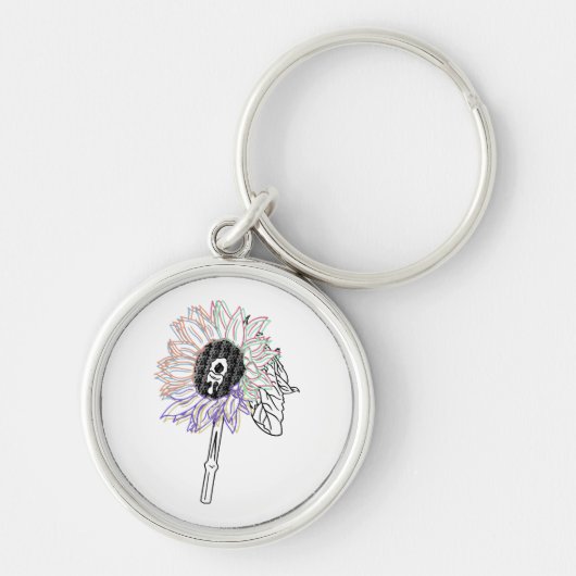 Porte-clés Fleur Arc-en-ciel Art Funky (Devant)
