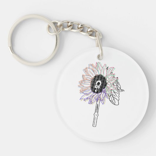 Porte-clés Fleur Arc-en-ciel Art Funky (Devant)