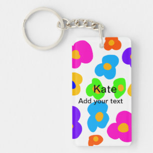 Porte-clés Fleur arc-en-ciel fierté amour ajouter nom texte l