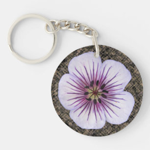 Porte-clés Fleur bleu-clair botanique de géranium