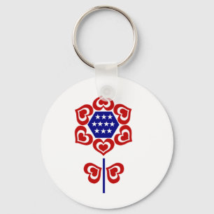 Porte-clés Fleur bleu rouge