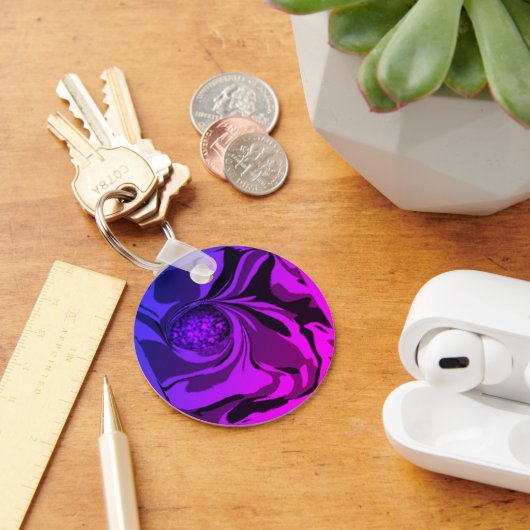 Porte-clés fleur bleu violet (Bureau)