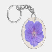 Porte-clés Fleur bleue lumineuse botanique de géranium (Devant gauche)