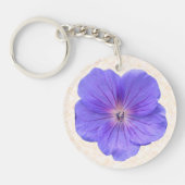 Porte-clés Fleur bleue lumineuse botanique de géranium (Devant)
