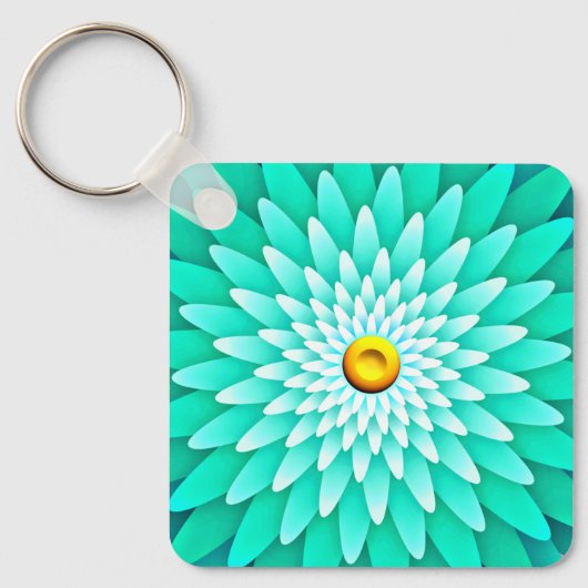 Porte-clés Fleur bleue Mandala-68566 (Recto)