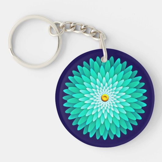 Porte-clés Fleur bleue Mandala-68566 (Devant)