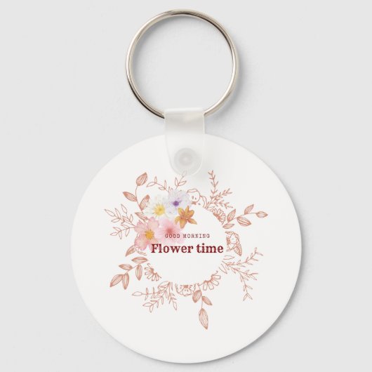 Porte-clés | Fleur botanique Porte-clés de l'heure (Recto)