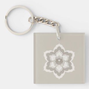 Porte-clés Fleur chinoise Baoxiang dans des tons beige et tau