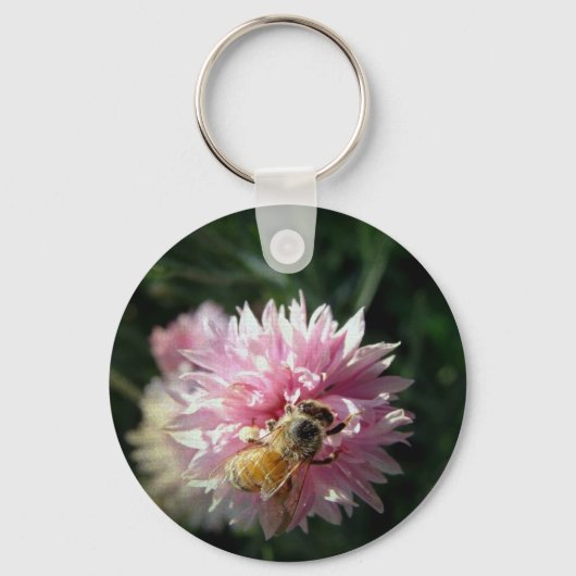 Porte-clés Fleur d'abeille et rose (Recto)
