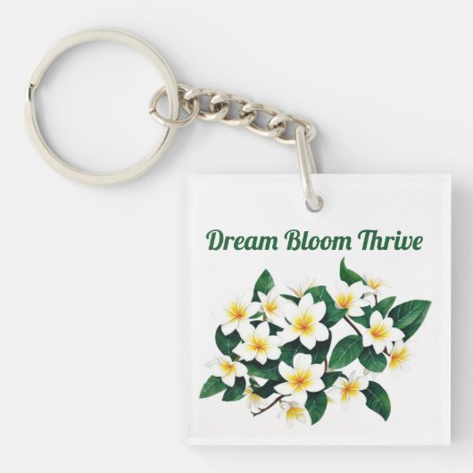 Porte-clés Fleur d'aquarelle Frangipani blanc (Devant)