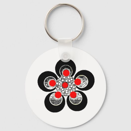 Porte-clés Fleur d'argent rouge porte - clé (Recto)