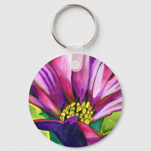 Porte-clés Fleur d'art aquarelle marguerite africaine violett (Recto)